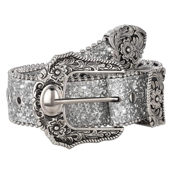 Suоsdеу Accessories - 2136 Women Men Western Belt Bling Vintage Star Studded Grommet Cowgirls